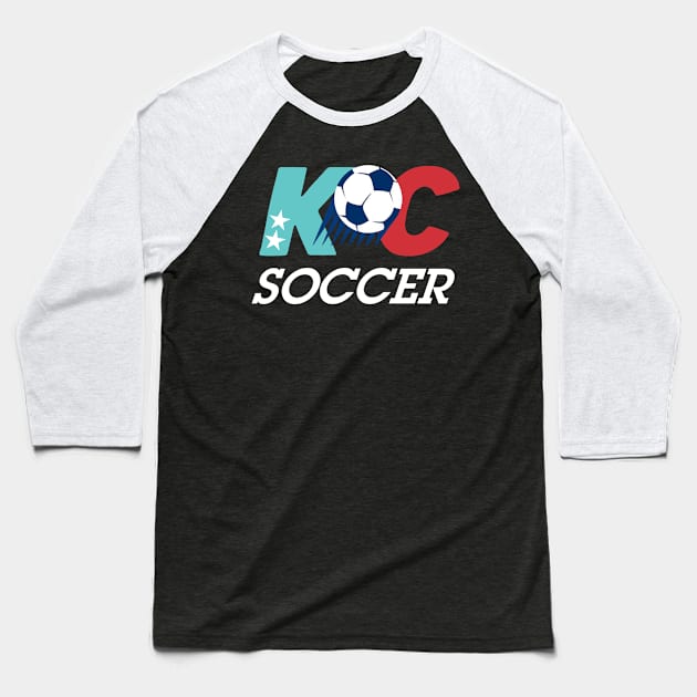 KC Soccer Current Black Baseball T-Shirt by Fountain City Designs KC